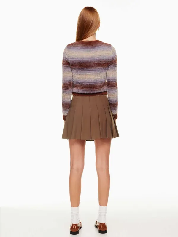 Aritzia NEW! Sunday Best Brown High-Waisted Pleated Olive Micro Mini Skirt - Image 5