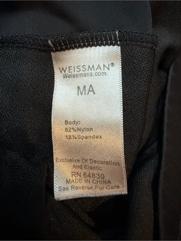 Weissman Black Dancewear Bodysuit Top Size M - Image 6