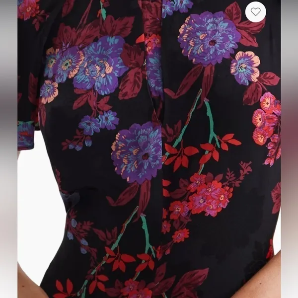 NWOT REISS Leni Floral Flutter Sleeve Midi Dress Black Size 2 - Image 5