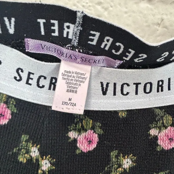 Victoria’s Secret Black Floral Thermal Pajama Set size M - Image 5