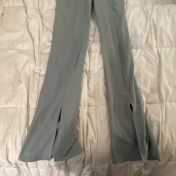 mint split leg flared high waisted leggings - Image 4