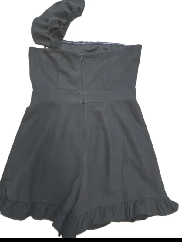DO+BE Womens Romper Black One-Piece Ruffle Mini Dress One Shoulder Size Large - Image 3