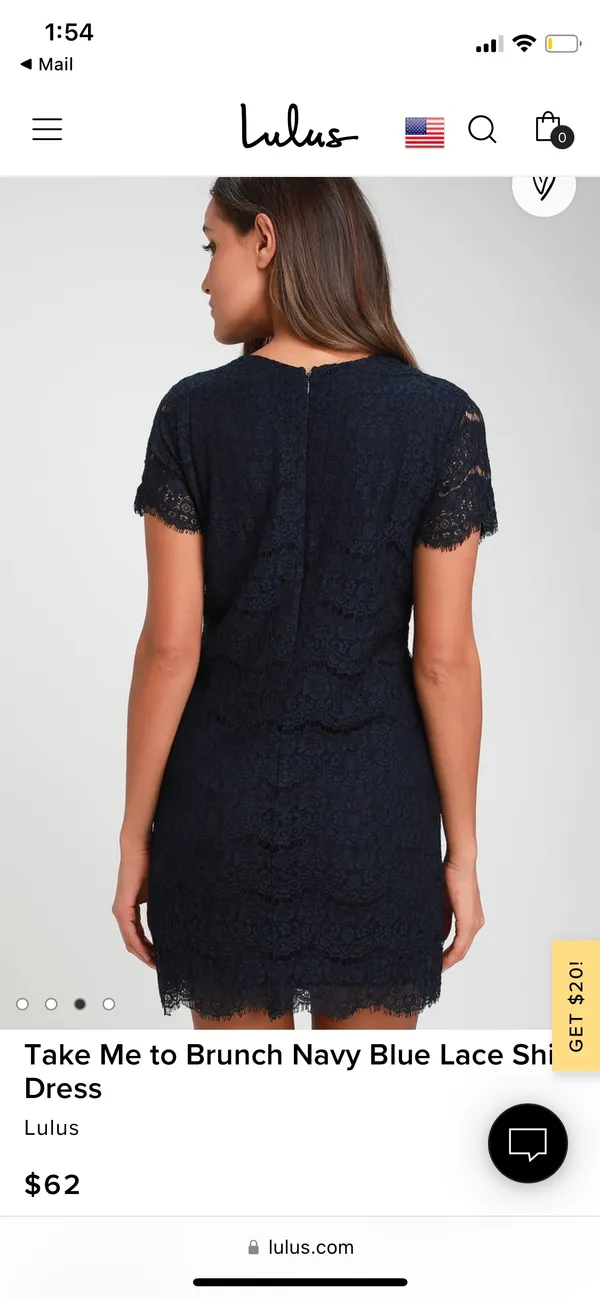 Lulus Take Me to Brunch Navy Blue Lace Shift Dress - Image 2