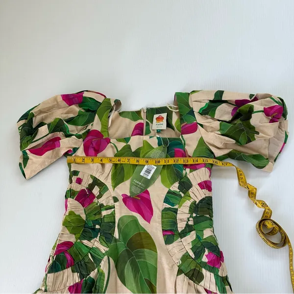 Farm Rio NWT Anthurium Leaves Dress Sand, M - Image 7
