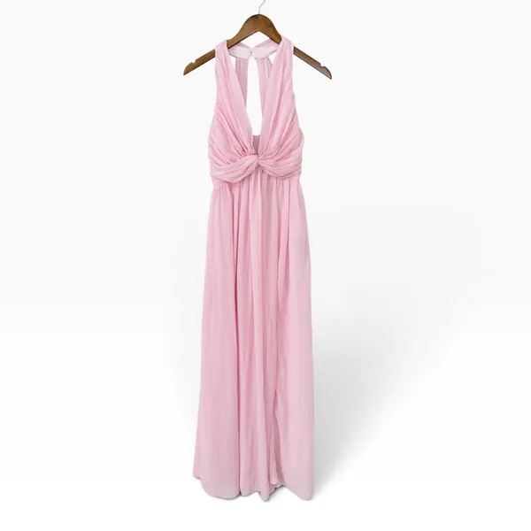 Lulus Marilina Light Pink Pleated Twist-Front Maxi Dress size S NWT - Image 3