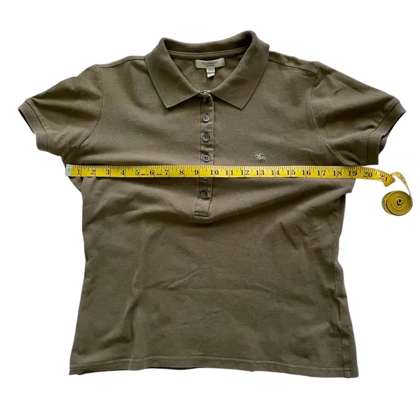 Women’s Olive Green Burberry Polo Shirt Size Medium - Image 7