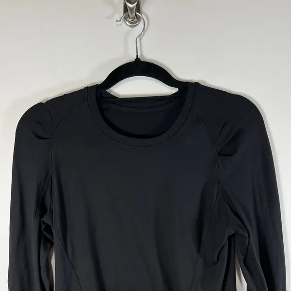 Lululemon Women's Extra Mile Rulu‎ Crew Neck Long Sleeve Top Black Size 6 Yoga - Image 2