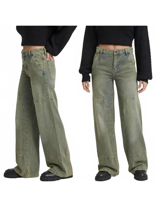 Pacsun Jessie High Waisted Baggy Carpenter Pants Medium Indigo NWT Brooks Sz 25 - Image 2