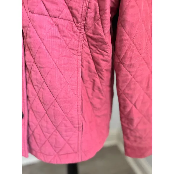 Talbots Quilted Barn Jacket Large Pink Shacket Corduroy Preppy Bright Equestrian - Image 3