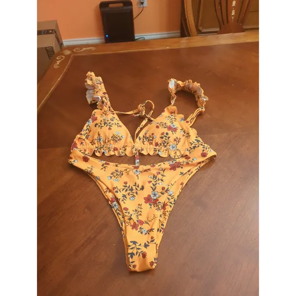 Zaful Bright Yellow  High Cut Bikini Set - Size 6 - Image 4