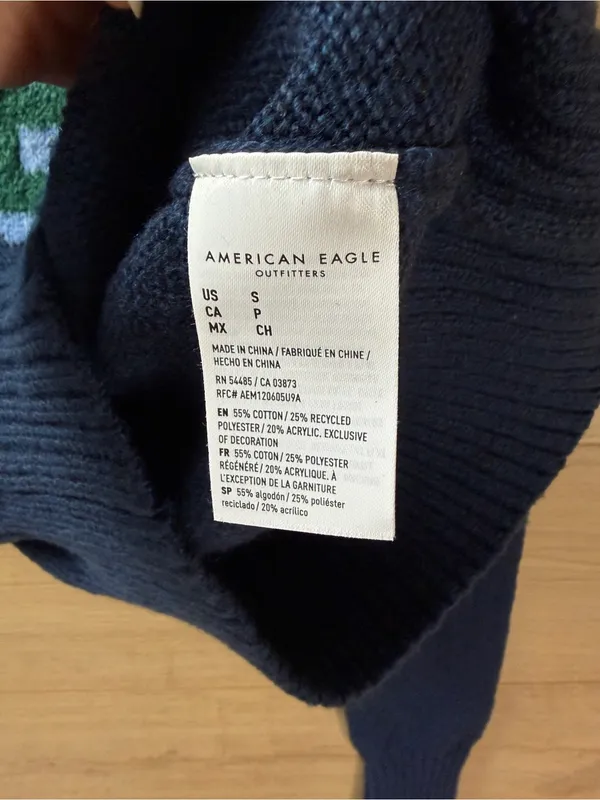 American Eagle Women’s Navy Logo Mock Neck Sweater NWT Small - Image 6