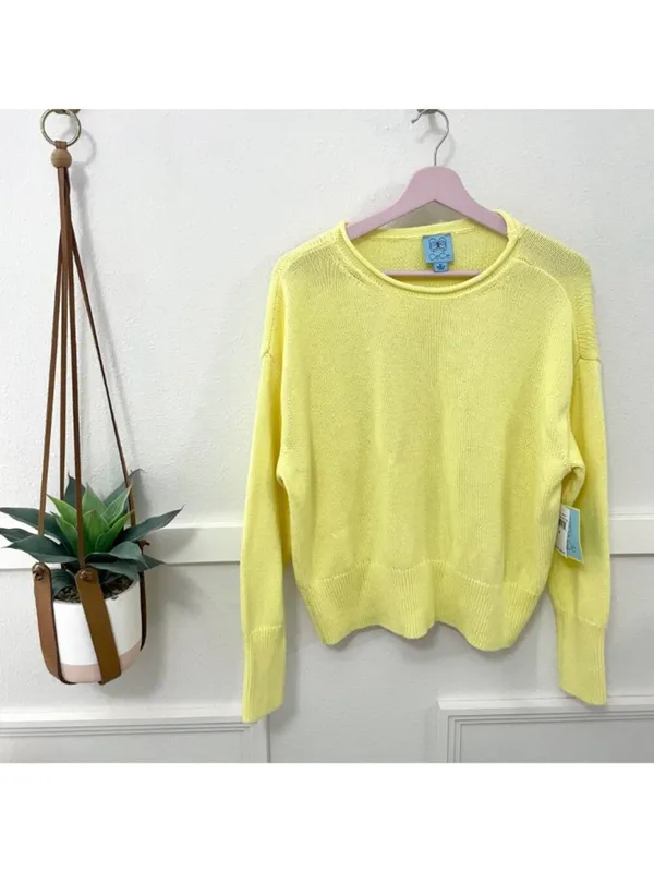 NWT Cece Rolled Neck Mellow Butter Yellow Sweater M Coastal Pastel Casual Girl - Image 2