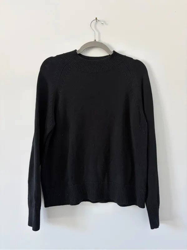 Quince Organic Cotton Mock Neck Knit Casual Minimalist Sweater Black Small - Image 2