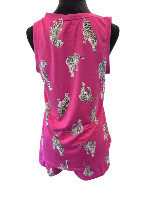 Joyspun Tiger Print Pajama Set Vibrant Loungewear Hot Pink Soft M/S Mix - Image 6