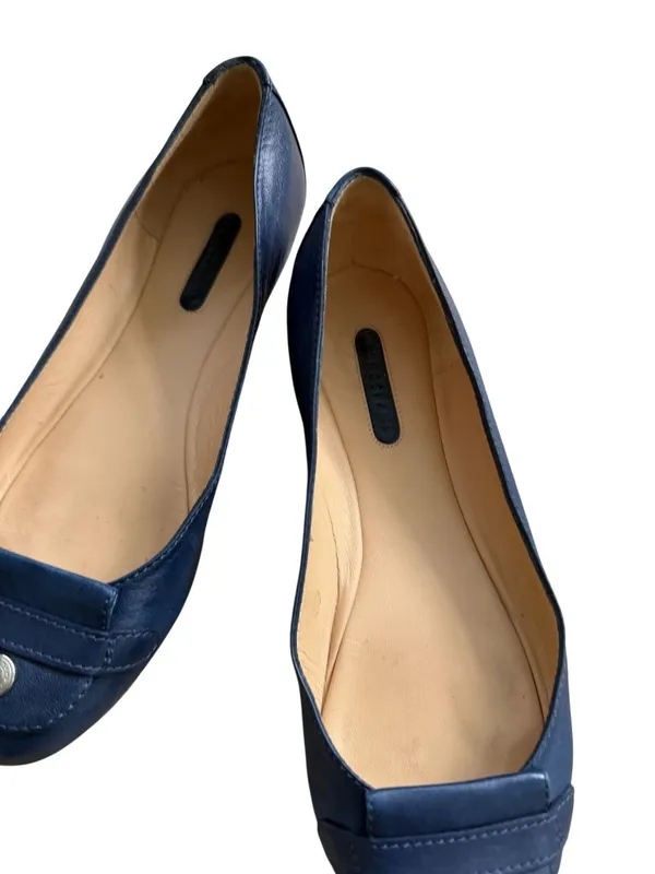 LONGCHAMP Navy Blue Leather Logo Flats Size 36 / US 6 - Image 7