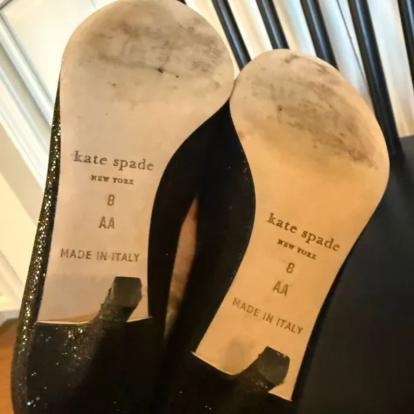 Kate Spade black glitter round toe pumps heels 8 - Image 4