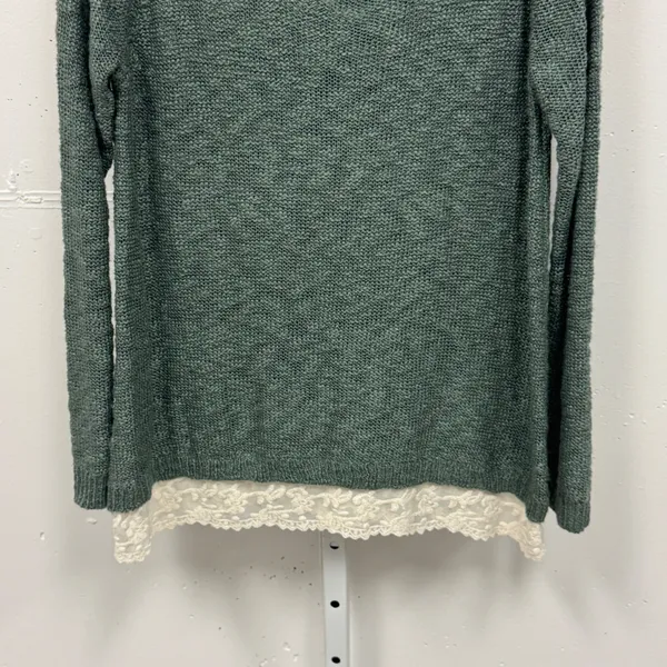 Pink Republic Dried Sage Green Lace Trim Knit Sweater PF522547SK-112 Large - Image 4