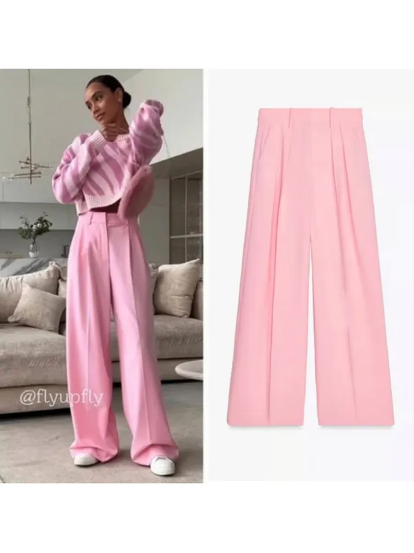 NWT ZARA Pink Full Length Pants size S - Image 8