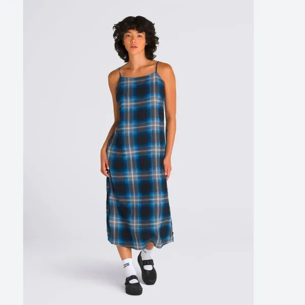 NWT Vans camden check slip dress in blue XS - Image 2