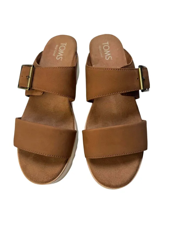 TOMS Diana Mule Buckle Platform Sandals Brown Sugar - Size 8.5 with Box - Image 3