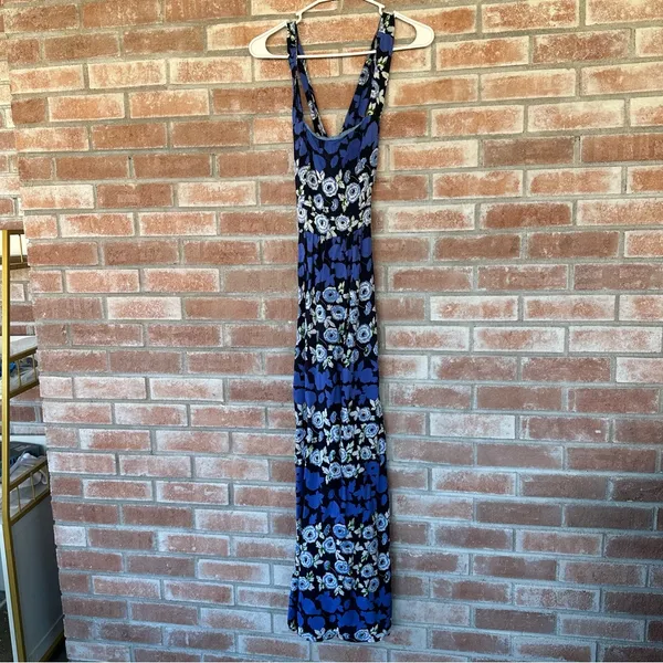Anthropologie Maeve Criss Cross Anakena Blue Floral Print Maxi Dress Women’s 4 - Image 3