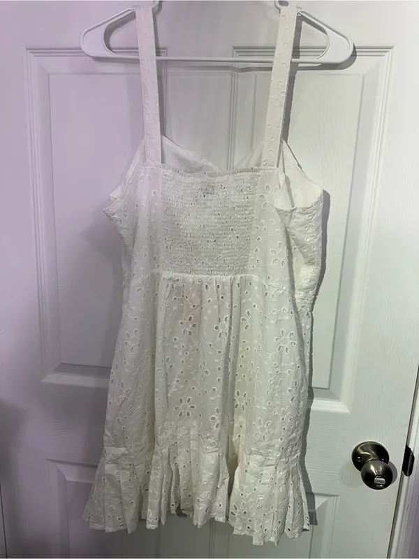 Alexis White Eyelet Button-Front Mini Dress with Ruffle Hem - Image 5
