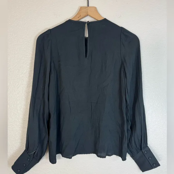 Aritzia Wilfred Clarissa Puff Sleeve Long Sleeve Blouse Black size 2XS XXS $98 - Image 7