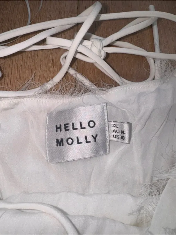 Hello Molly White Feather-Textured Maxi Slip Dress - Image 3