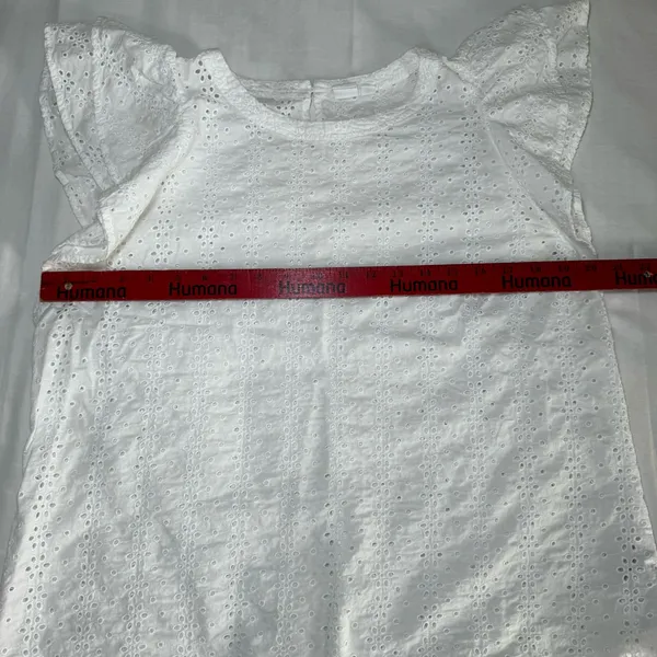 Gap Womens Embroidered White Ruffle Sleeveless Top Blouse Eyelet Size Large - Image 3