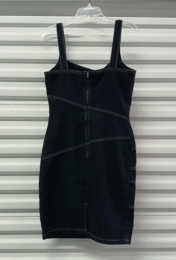 Boom Boom Jeans Denim Dress Womens Large Blue Sleeveless Dark Wash Casual Fitted - Image 2
