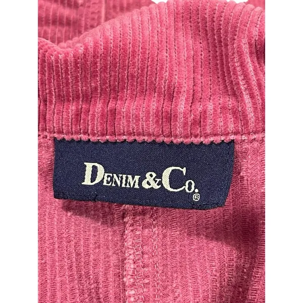 VTG Denim & Co Pink Corduroy Jacket Shacket S Zip Front Utility Workwear - Image 4