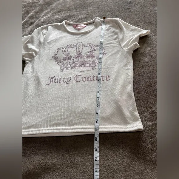 JUICY COUTURE Sparkle Gem Short Sleeve Ribbed Y2K Baby Tee Women’s Sz L EUC - Image 8
