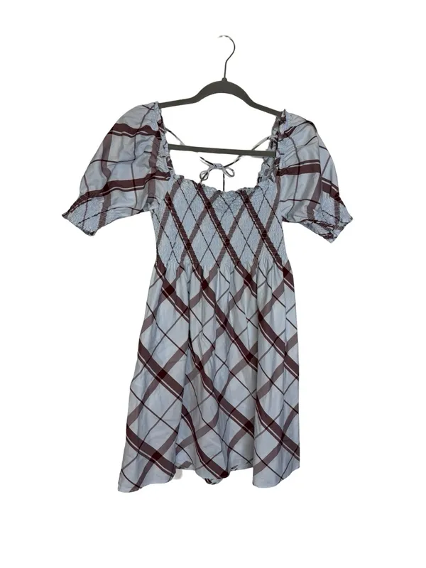 🩵 Hill House Home Ellie Nap Dress Blue Plaid Puff Sleeve Size Small 🩵 - Image 2