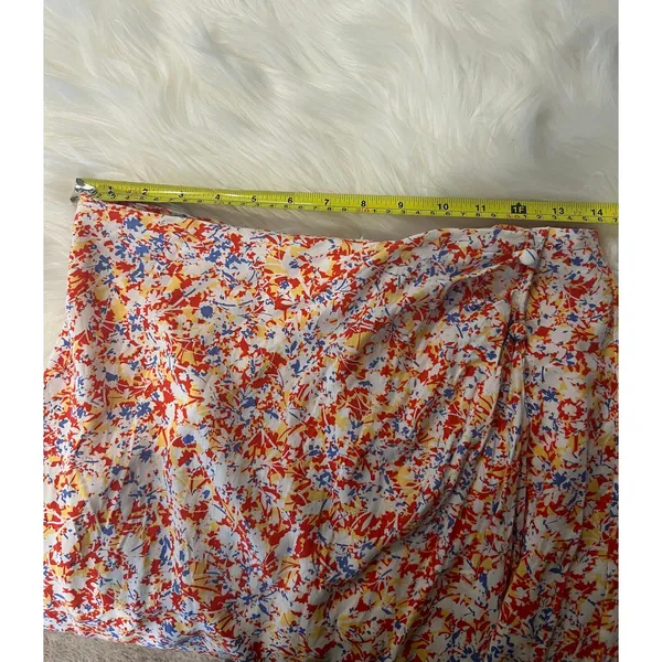 Free People Boutique Faux Wrap Midi Skirt 4th of July Patriotic Red White Blue Beachy Medium - Image 8