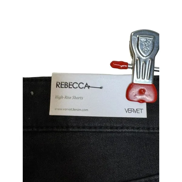 Vervet Women's Shorts Rebecca High-Rise‎ Raw Hem Bermuda Denim Black Sz. XS NWT - Image 6