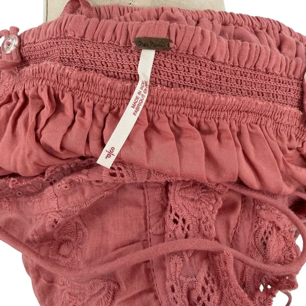 Free People Another Day In Paradise Tank Embroidered Halter Crop Pink Small - Image 9