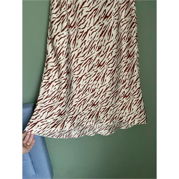 Abercrombie & Fitch Satin Midi Skirt Size XXS Abstract Cream Brown Tree Branches - Image 6