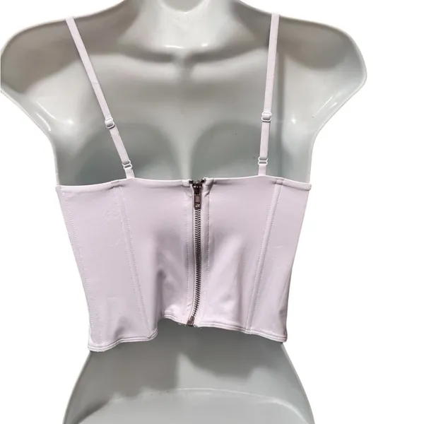 ReoRia Sexy Square Neck Trendy White Clean Girl Corset Crop Top Sz L - Image 10
