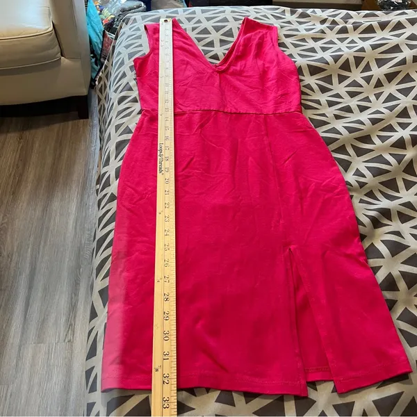 ASOS Pink Stretch Bodycon‎ V-Neck V-Back Side Slit Sleeveless Mini Dress Size 4 - Image 10