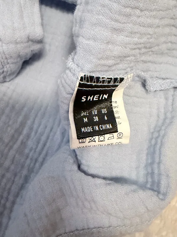 Shein medium Women's Light Blue Gauze Short-Sleeve Top & Shorts Set - Image 8