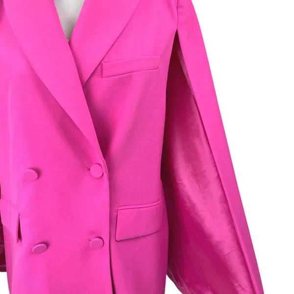 Zara Women's Pink Long Sleeve Collar Double Breasted Blazer Coat Jacket Size XS - Image 5