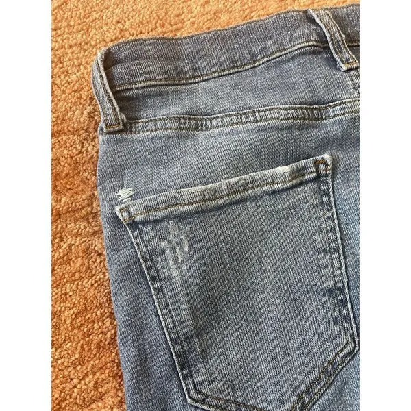 Zara Blue Distressed Straight Leg Jeans Women’s Sz 28 Raw Hem Made in Turkey - Image 9