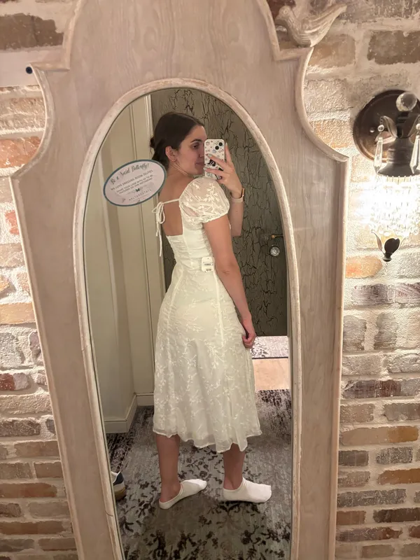 Altar'd State White Midi Dress with Sweetheart Neckline - Image 2