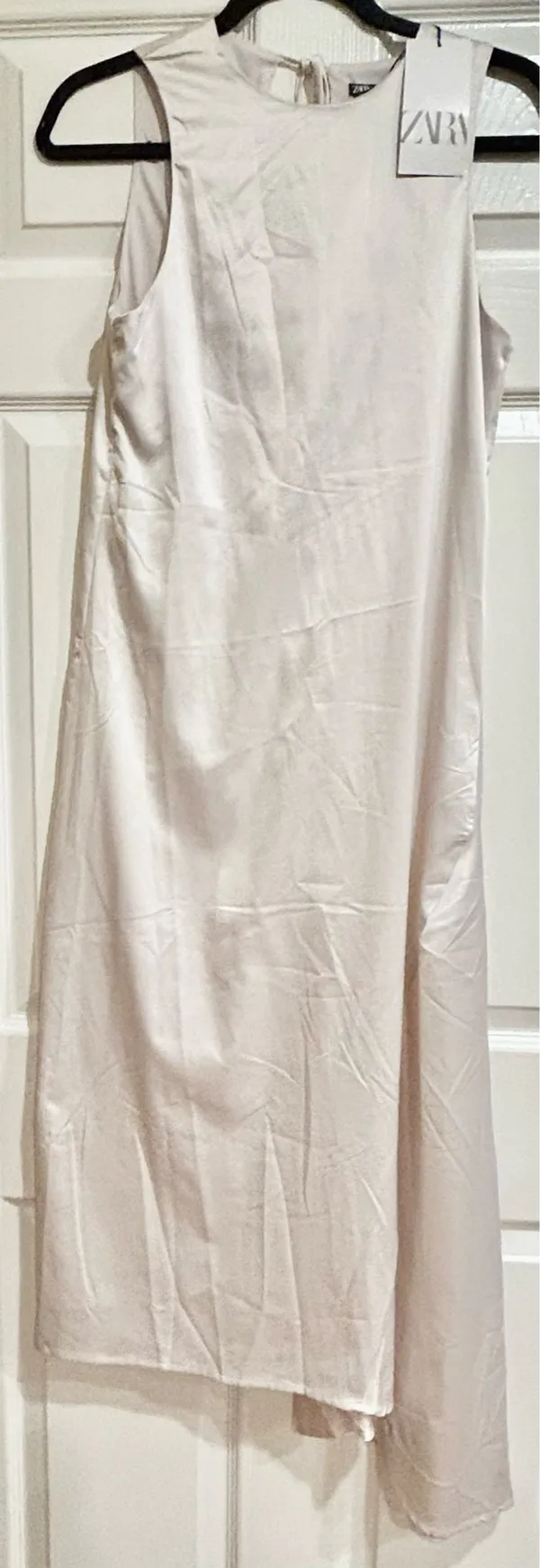 Sold Out Vira L Zara Asymmetrical Satin Effect Midi Dress Nwt S - Image 10