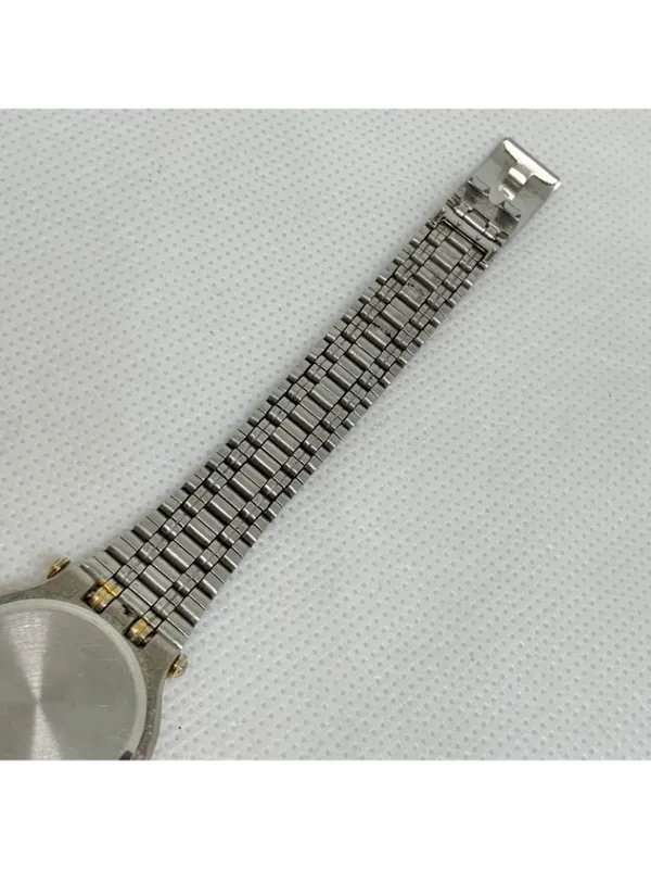 Vintage women’s watch silver gold tone black dial quartz analog 25mm running - Image 7