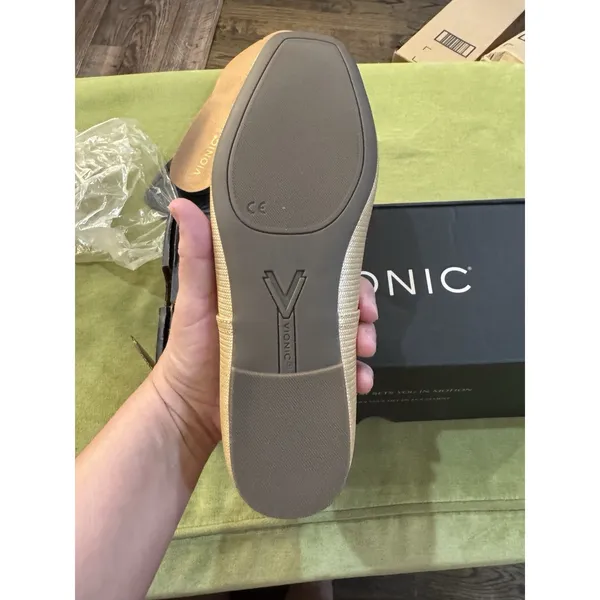 Vionic ORINDA SQUARE TOE BALLET FLAT Gold Size 9.5 Narrow - Image 5