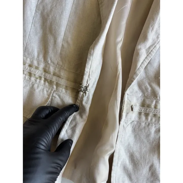 Willi Smith 100% Linen Blazer Size 14 Beige Cream Tailored Jacket Quiet Luxury - Image 9