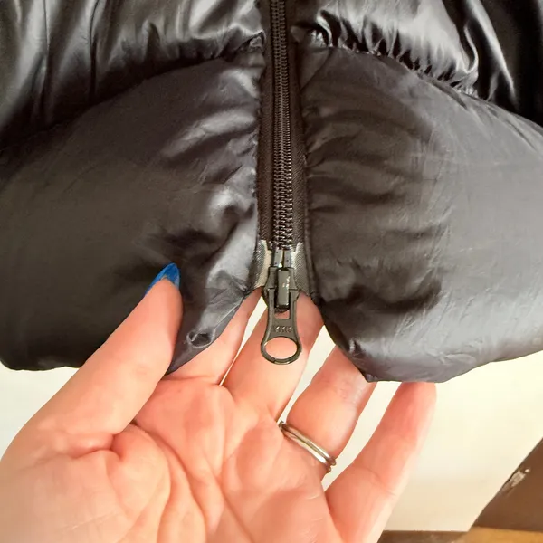UNIQLO | Black Puffy Down Long Length Funnel Neck Jacket | Small - Image 3