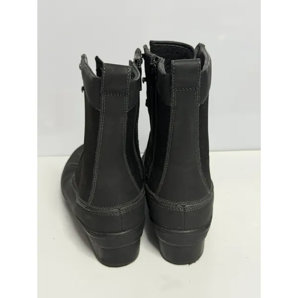 Women's Clarks-Carima Luna-Black Leather Textile Zip Boots Sz 9.5 M C-2 - Image 3