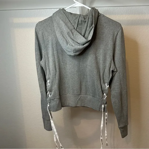PINK Victoria's Secret Gray Milwaukee Brewers Hooded Crop Sweatshirt - Image 3